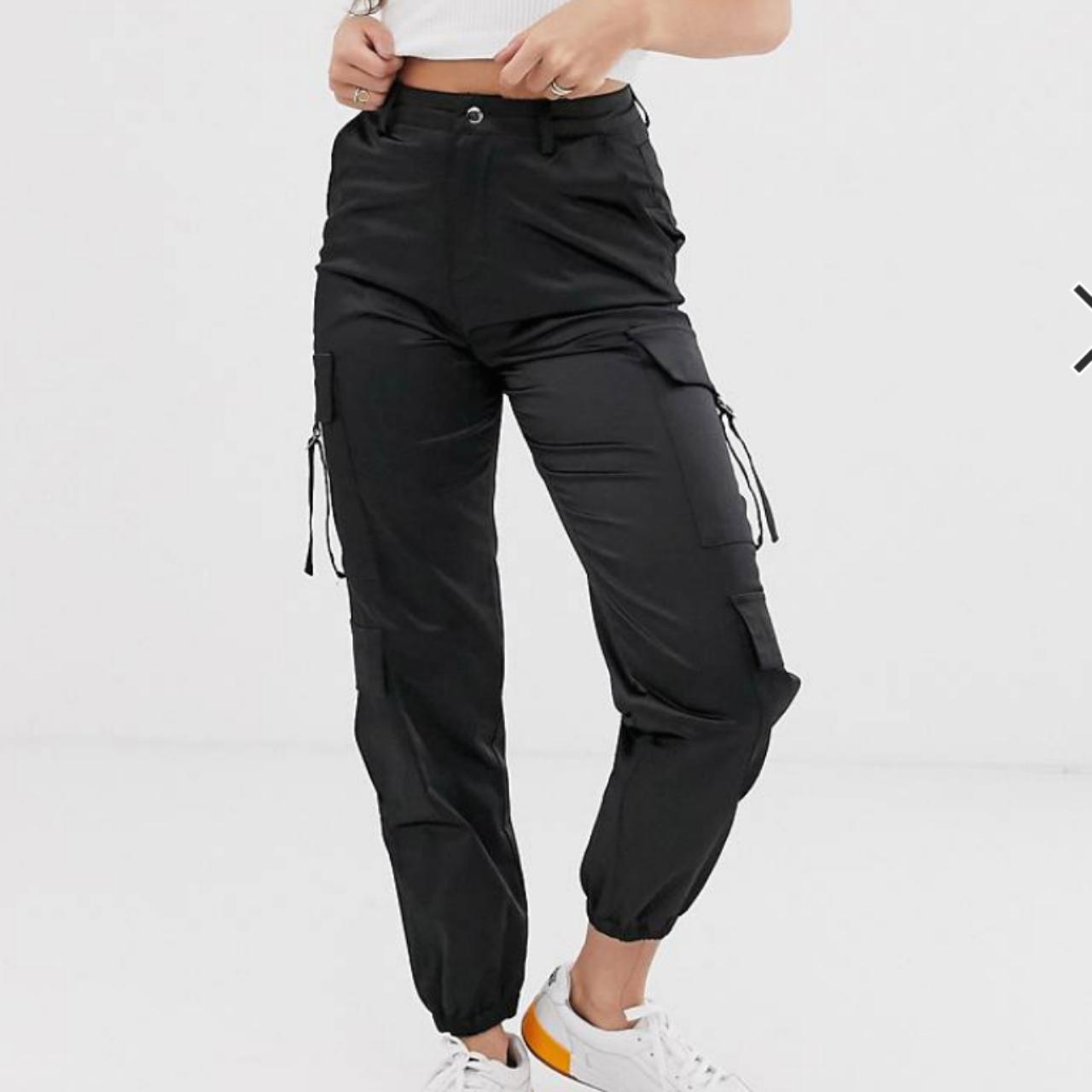 ASOS New Look black satin cargo pants | really... - Depop