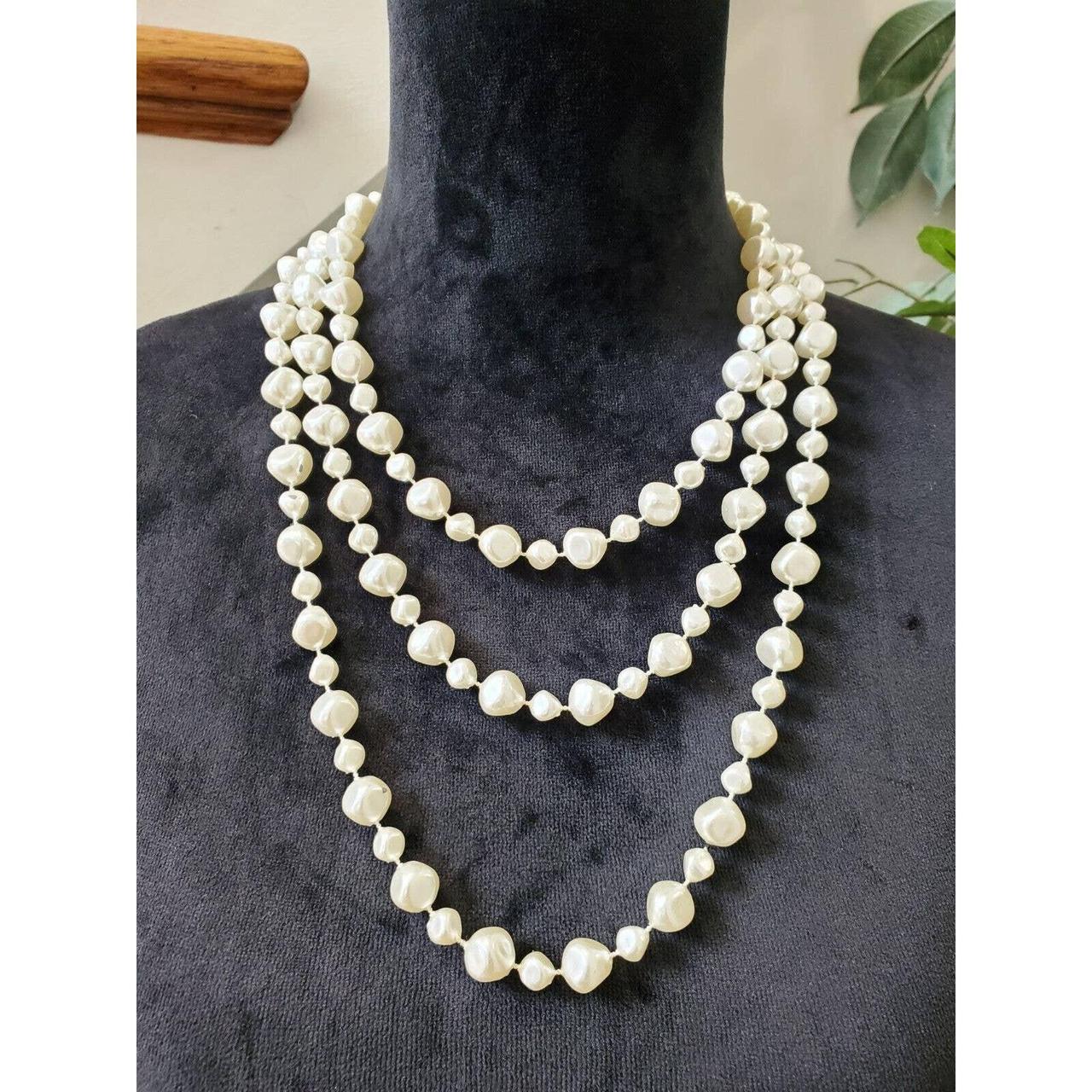 Extra Long White Pearl Necklace