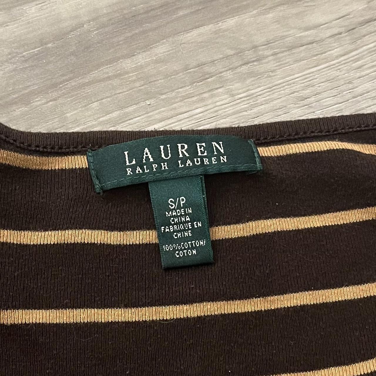 ralph lauren striped brown and tan long sleeve... - Depop