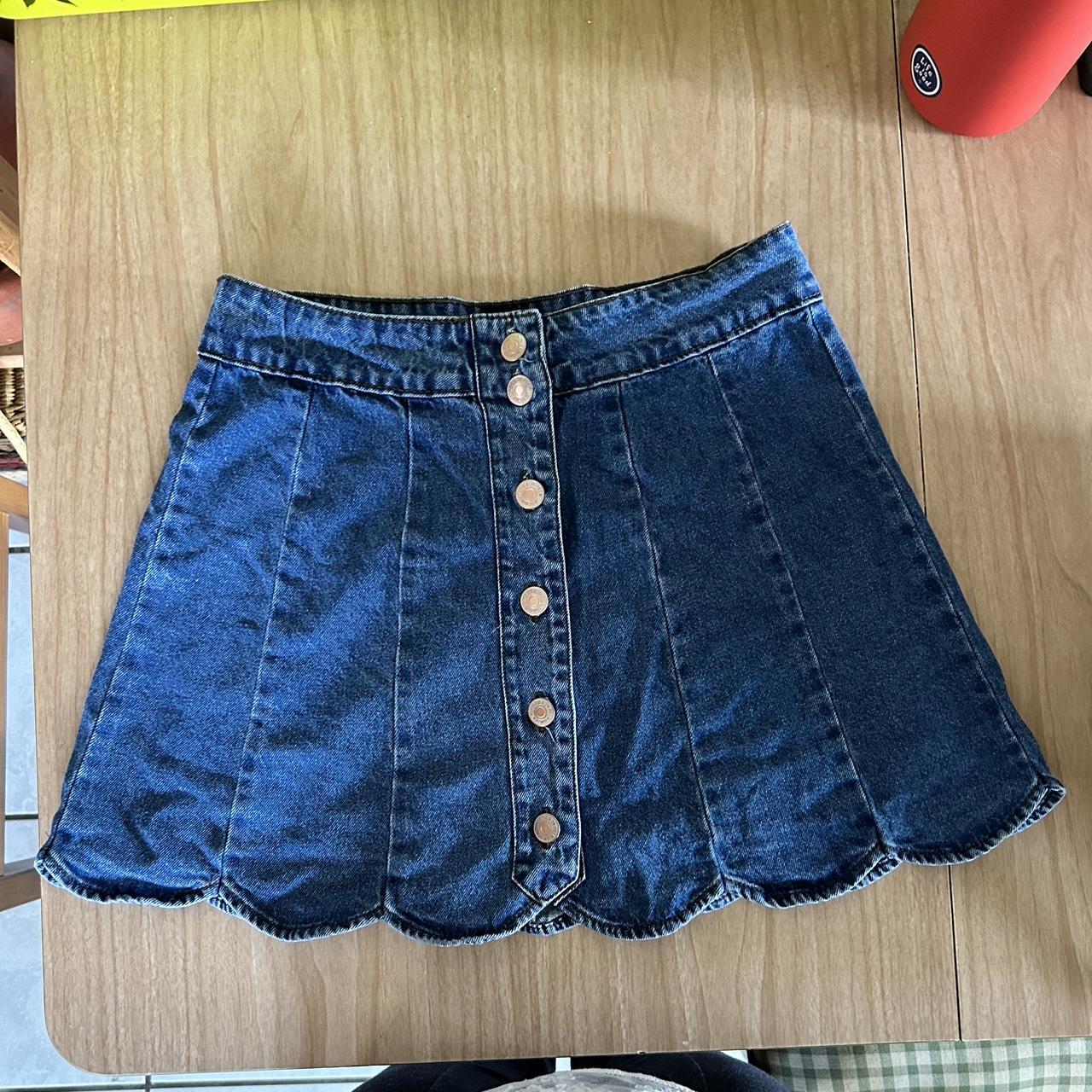 Jean pleated skirt ! - can fit from size small to... - Depop