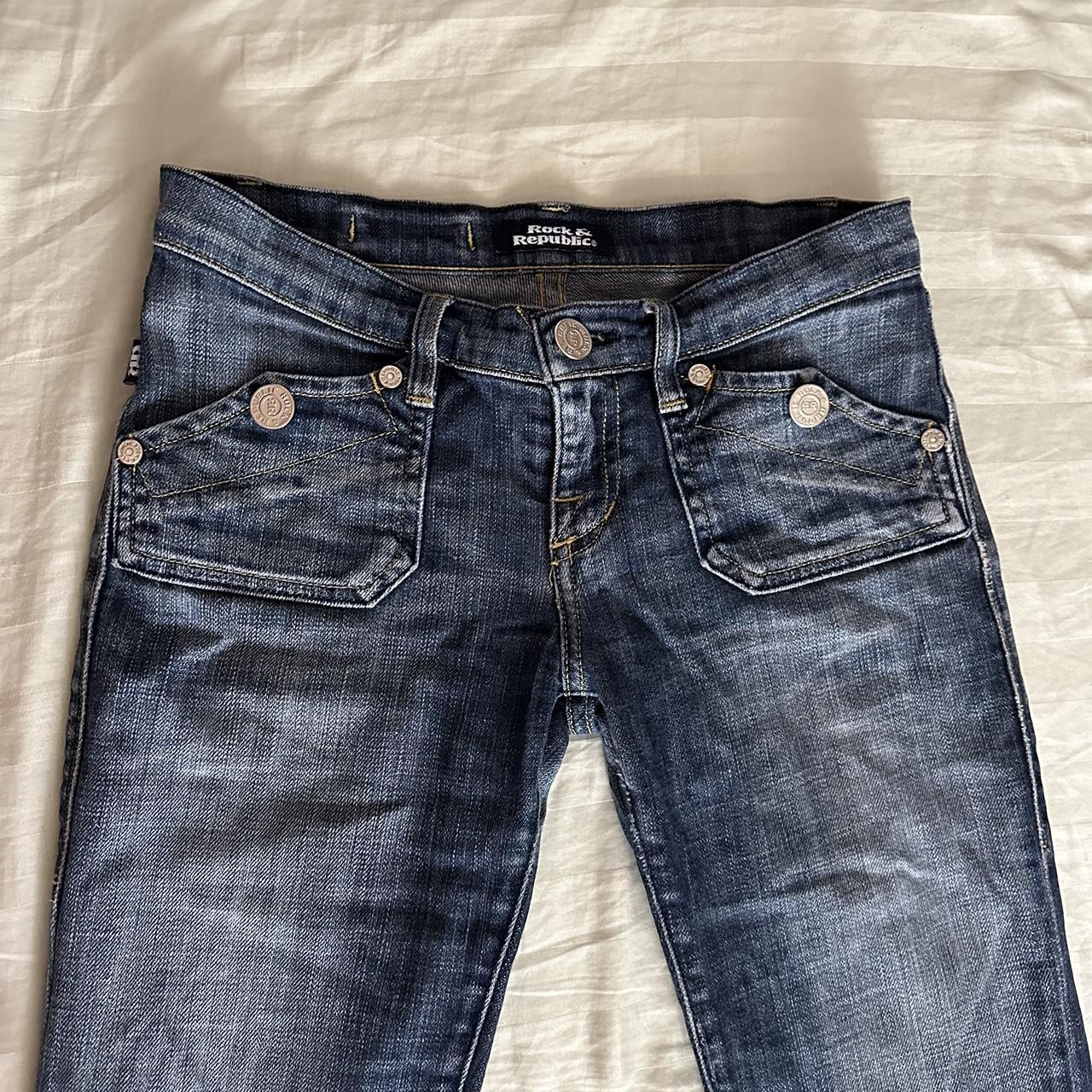 Low rise ROCK REPUBLIC flare jeans Size 26 Good... - Depop