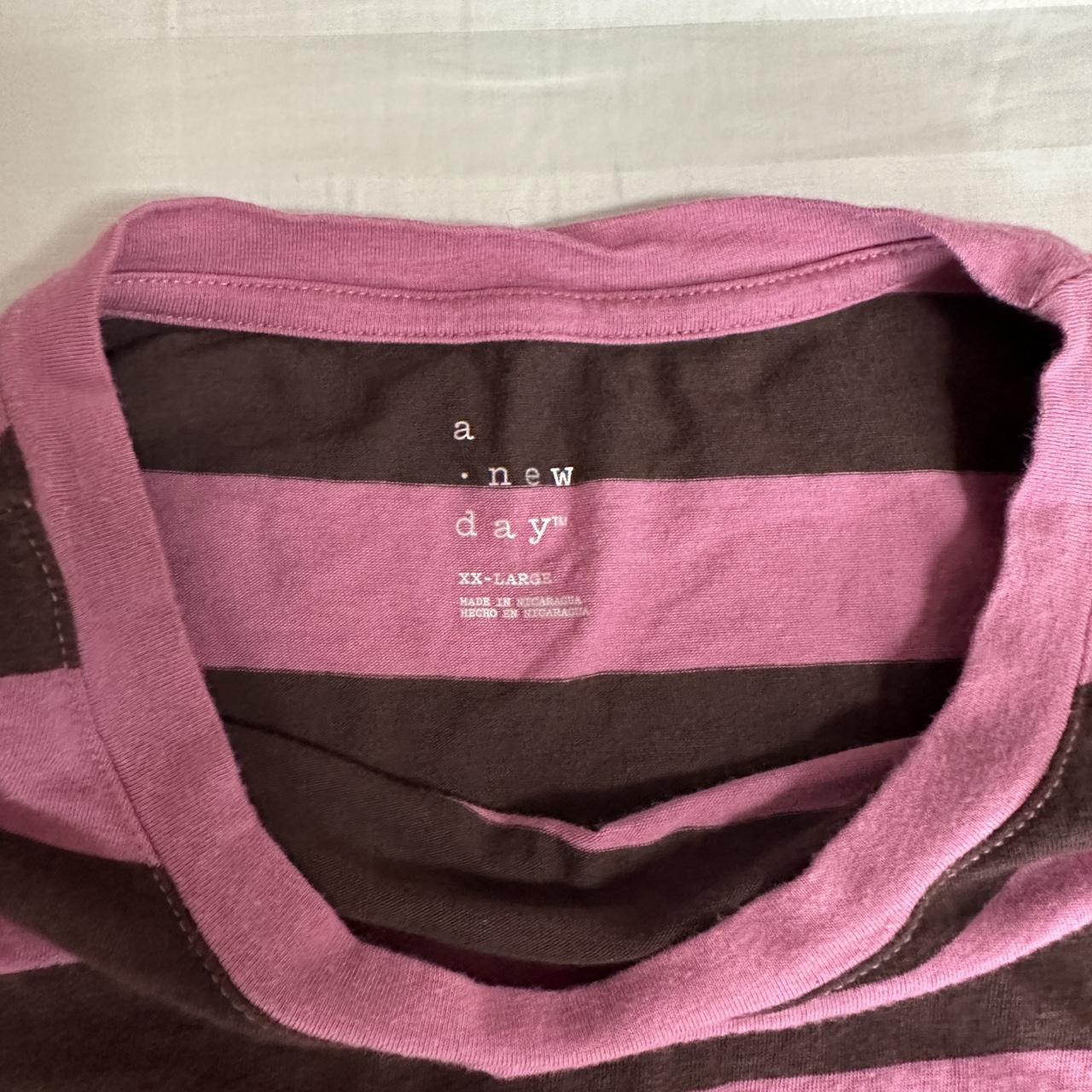 A New Day Women's Pink and Brown Tshirt Depop