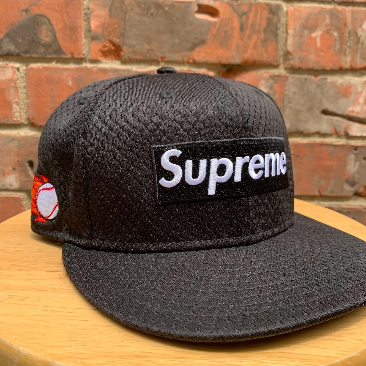 Supreme New Era Mesh Box Logo Cap Fitted 7 3/8 Worn 1x - Depop