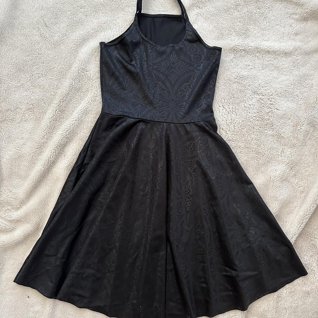 BlackMilk Shiny Foil Print Skater Dress. Black.... - Depop