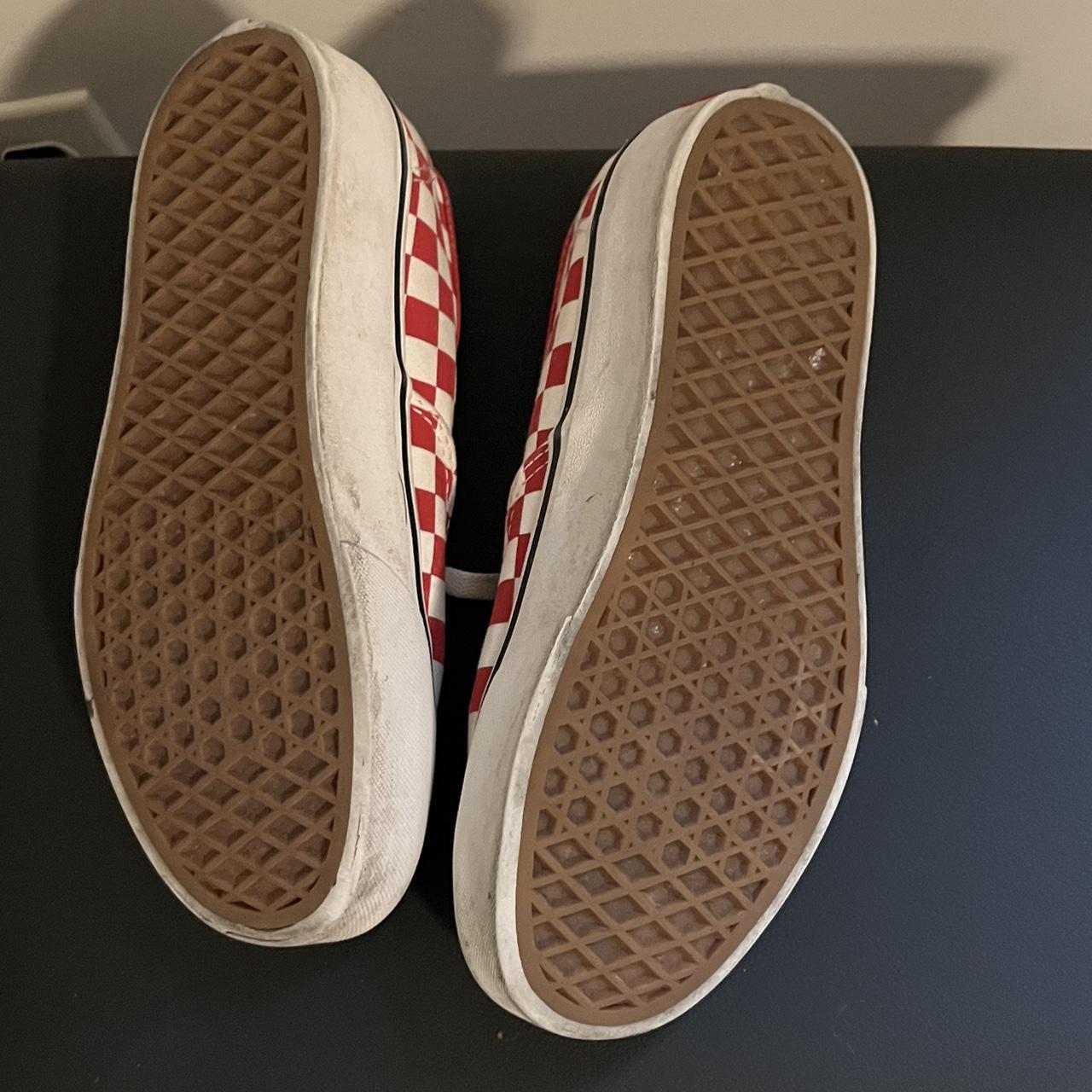 CUTE WORN PLATFORM VANS! Red checkered print is... - Depop