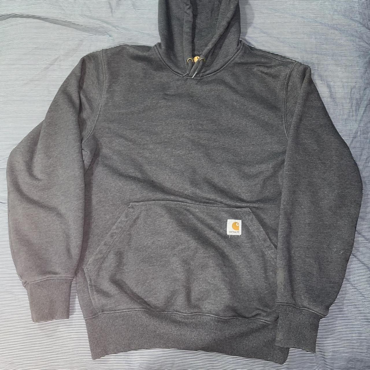 Carhartt Men's Grey and Orange Hoodie | Depop