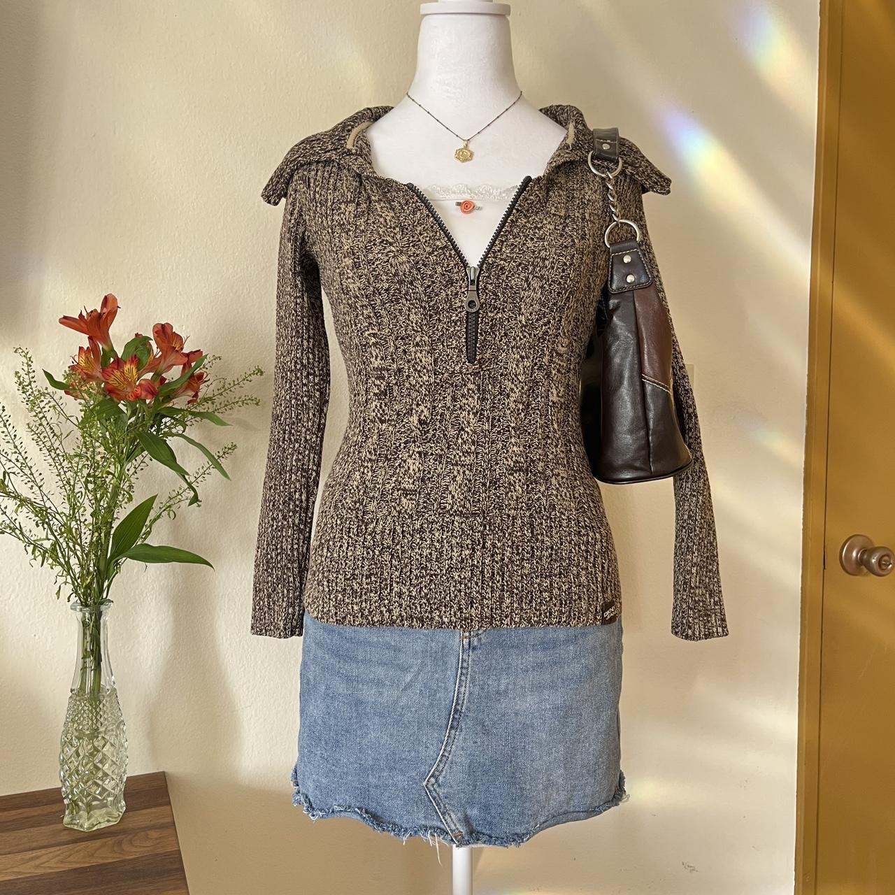 ★TRILLION★ Vintage washed damaged cable knit BROWN TRSKN21 Brown cable-knit-sweater-vintage - Depop