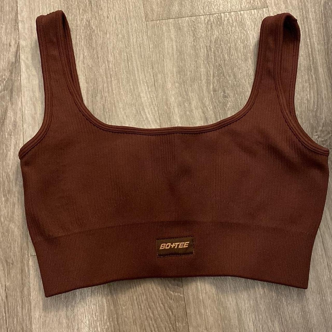 Bo & Tee brown ribbed sports bra Size small Pre - Depop