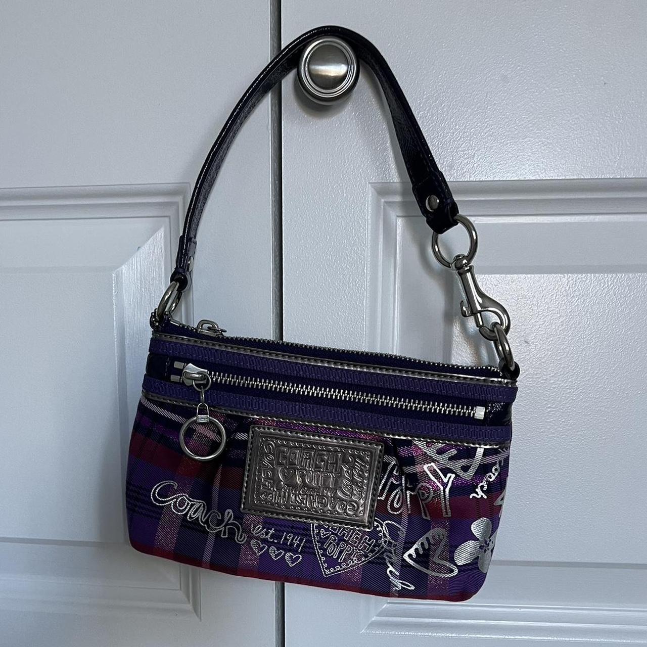 Coach poppy pink/purple small bag, Fesyen Wanita, Tas & Dompet di Carousell