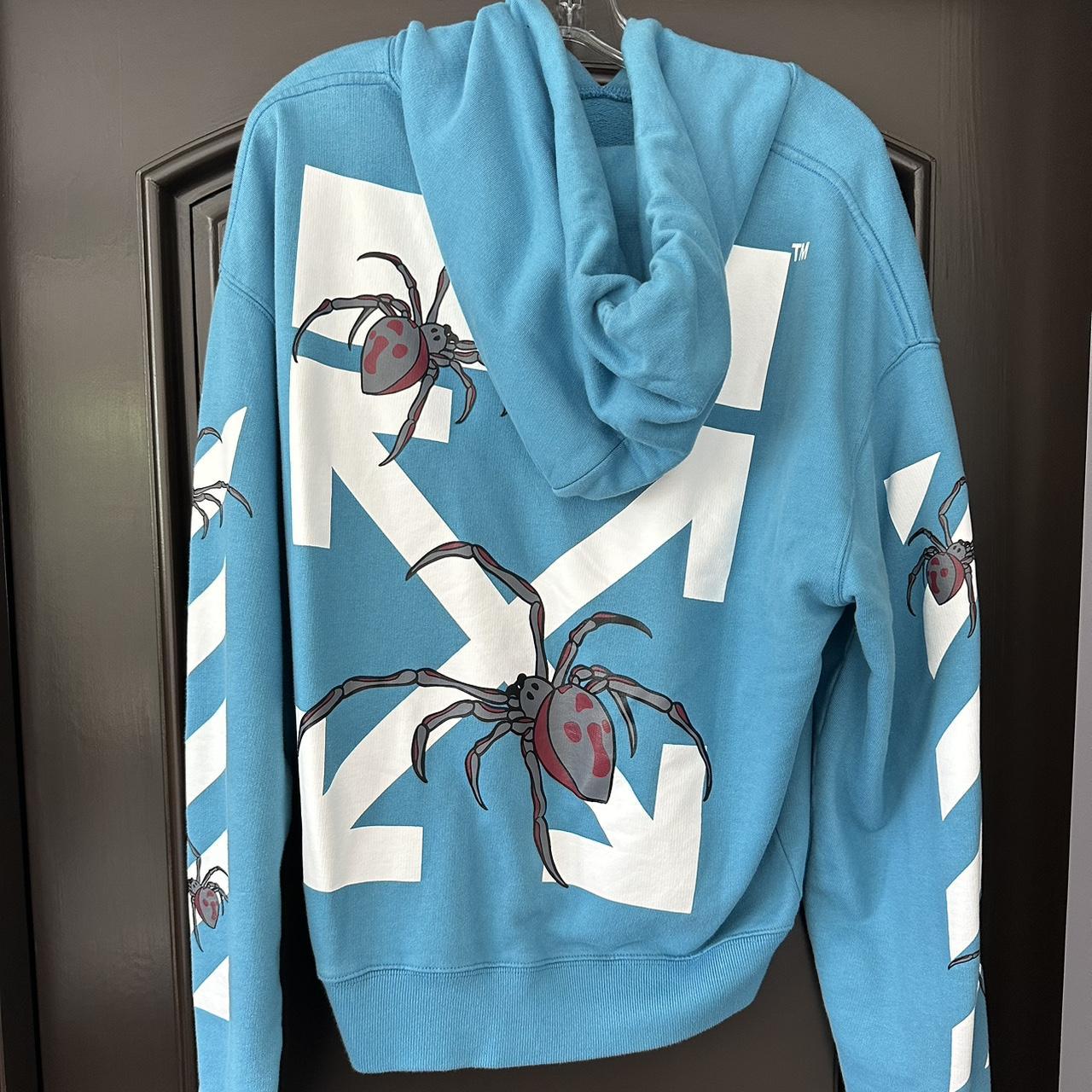 Light blue off white spider and arrow hoodie 100