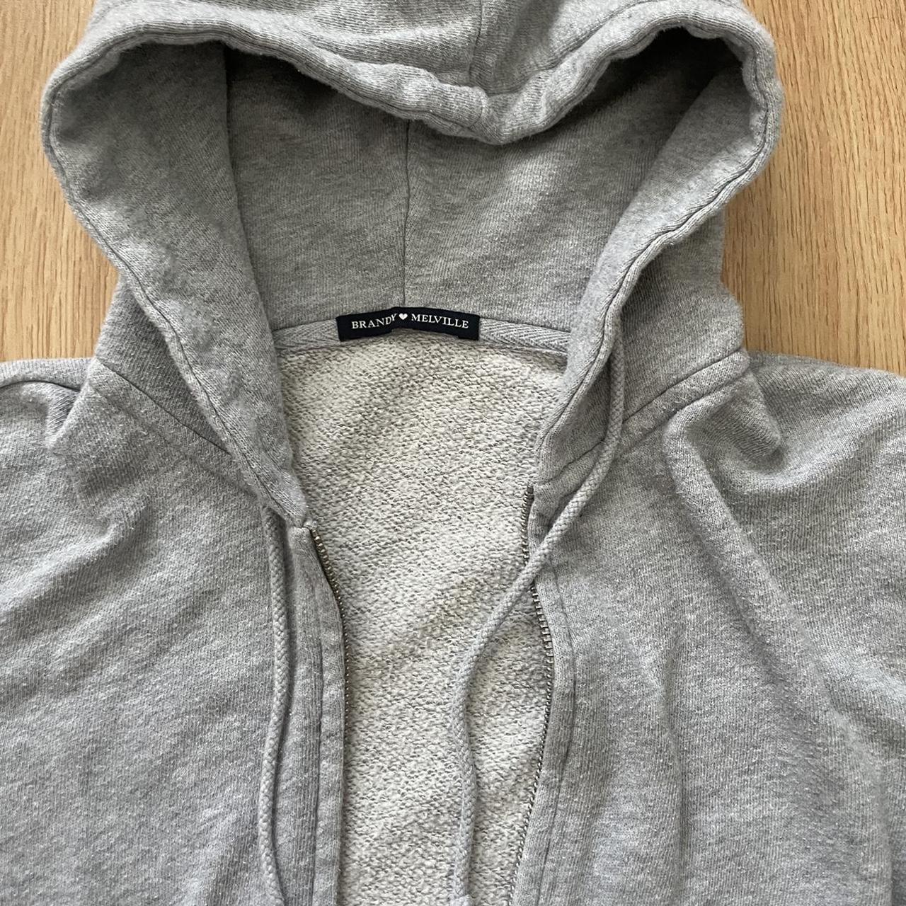 Brandy Melville Solid Gray Zip Up Hoodie One Size - 42% off