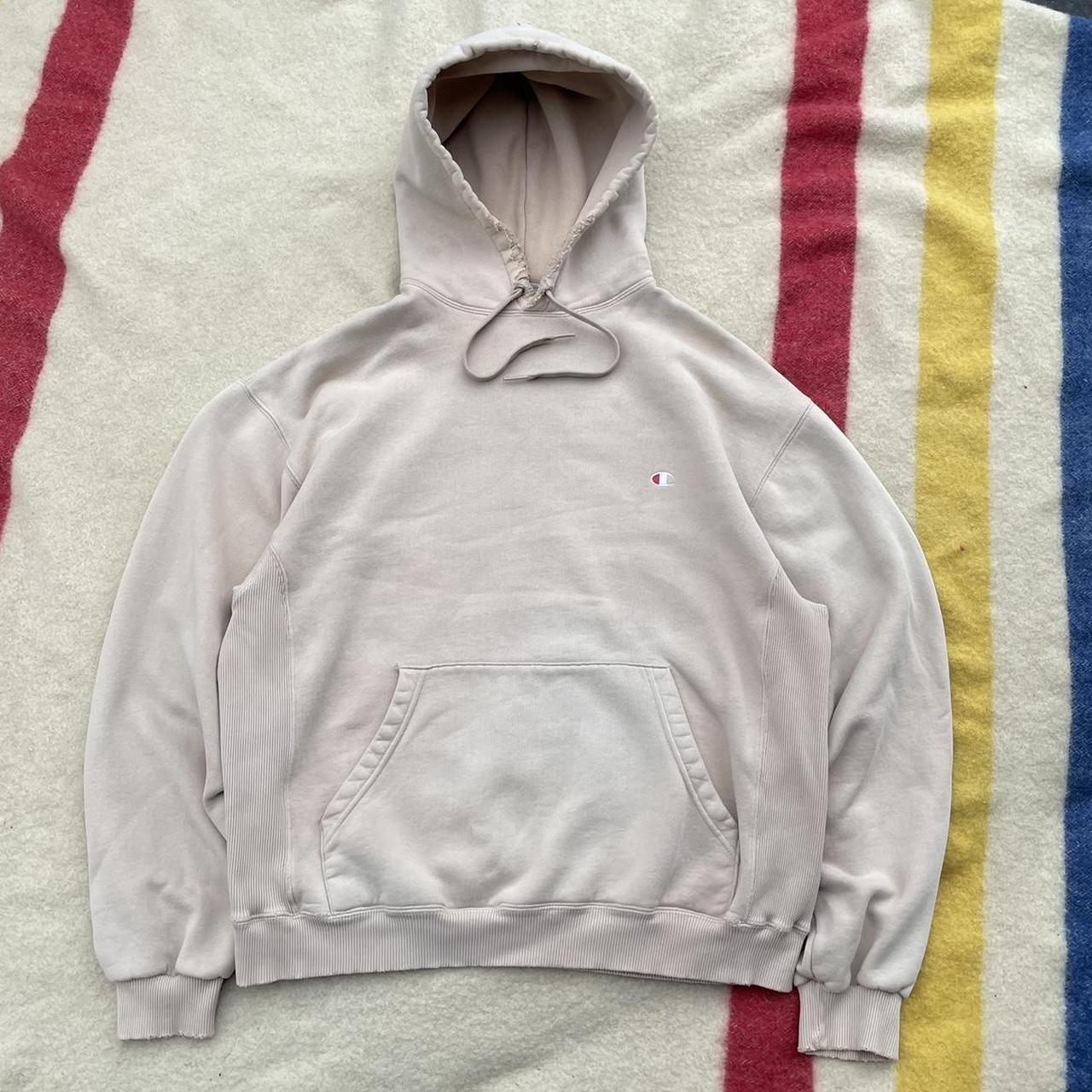 Champion Men's Cream and Tan Hoodie | Depop