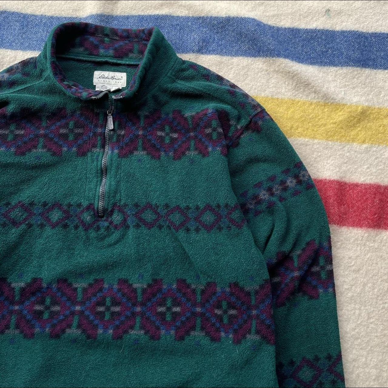 Vintage 90s Eddie Bauer Aztec Pullover Fleece Made... - Depop