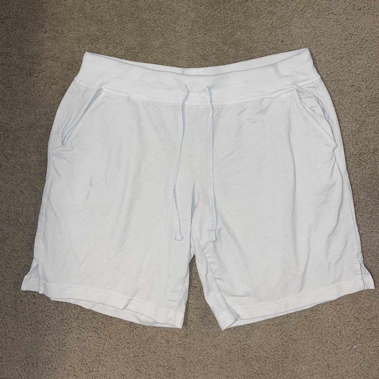 White athletic shorts Only one small flaw shown on... Depop