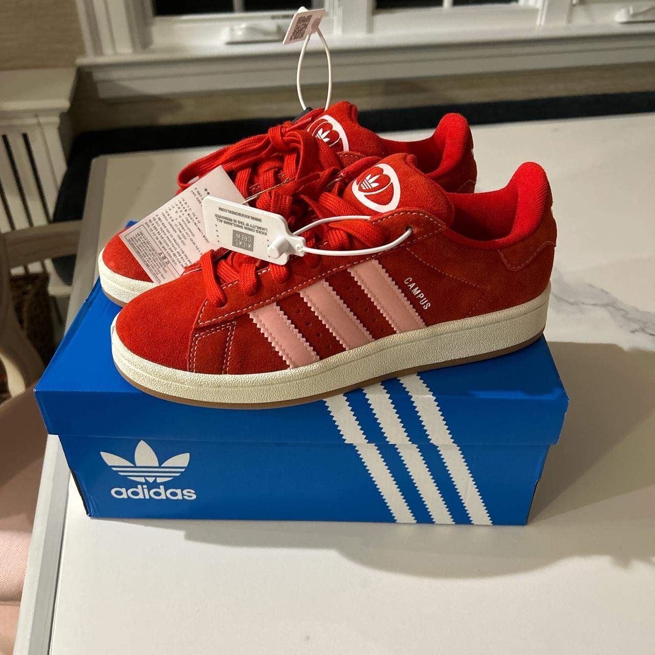 red and pink adidas campus 00s never worn men... - Depop