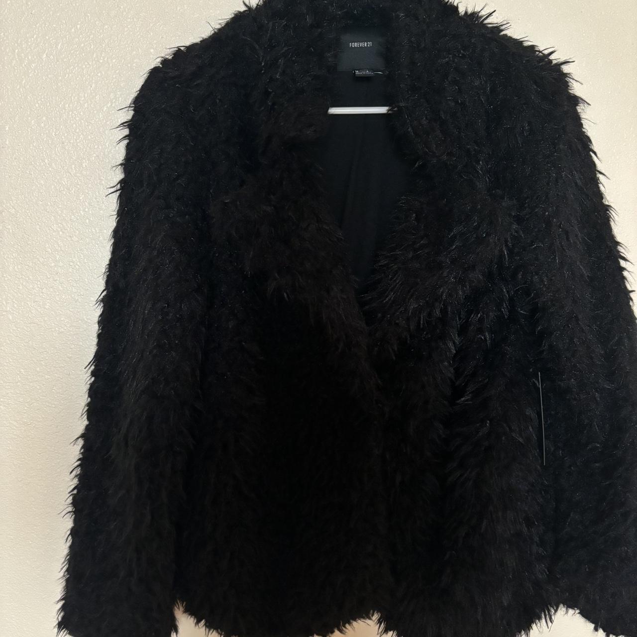 Black Shaggy Faux Fur Coat Brand new with tags and... - Depop