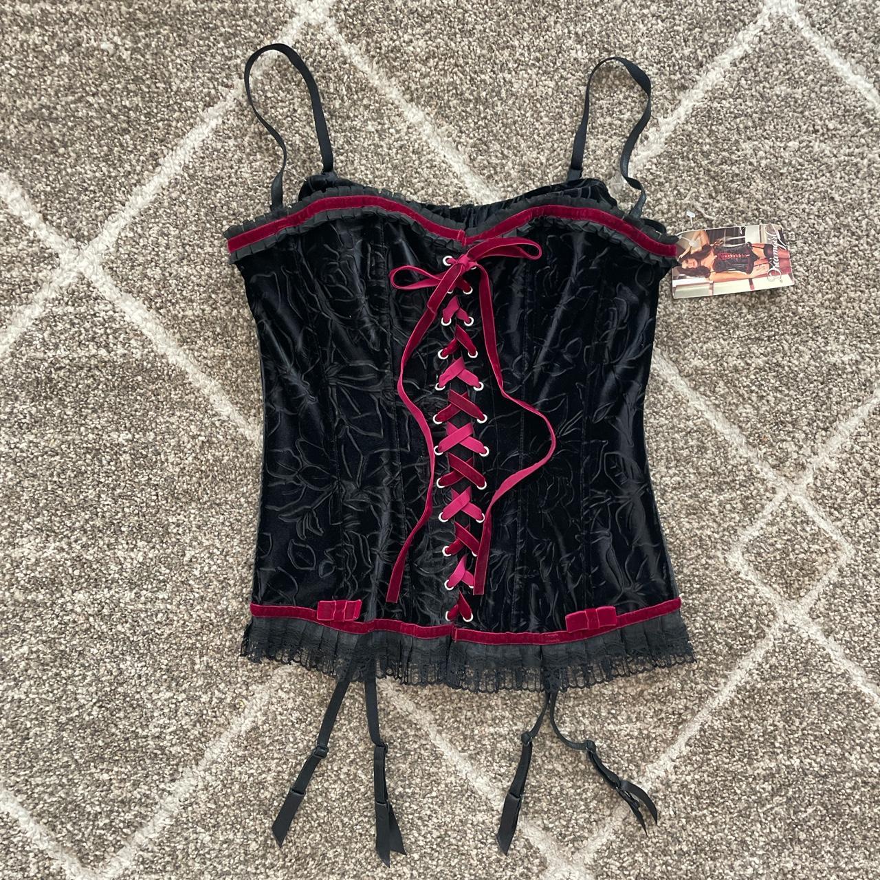 Dreamgirl Women's Black and Pink Corset | Depop