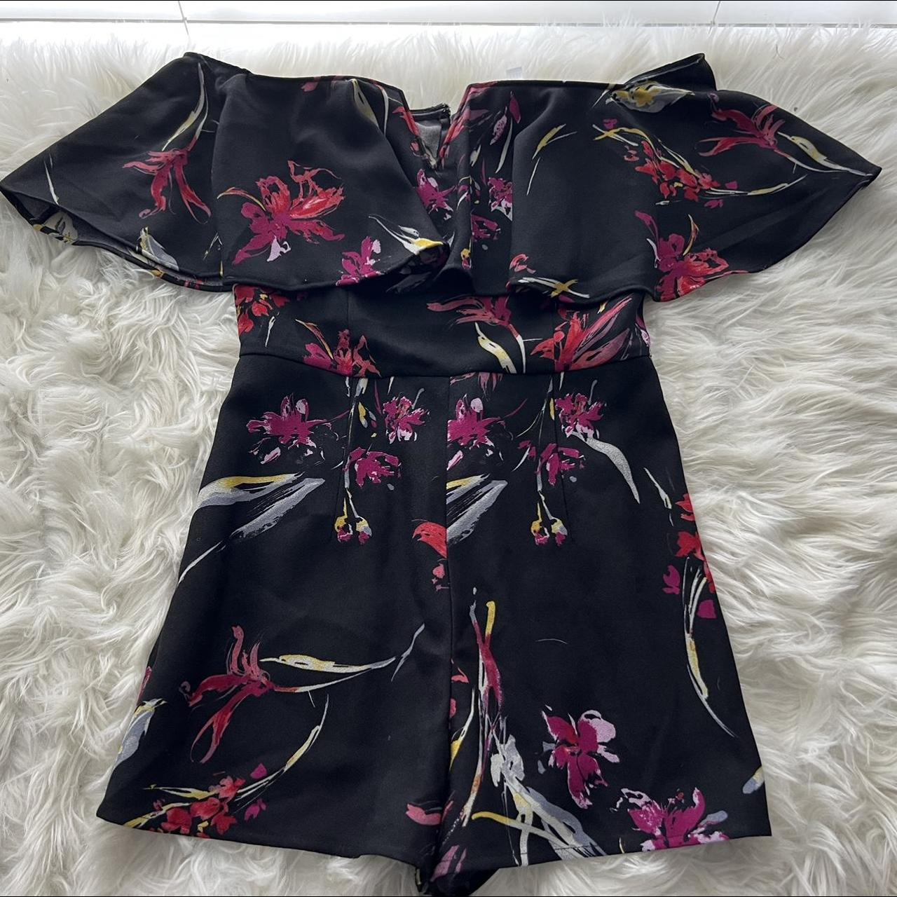 Leith Women's Black and Pink Playsuit-romper | Depop