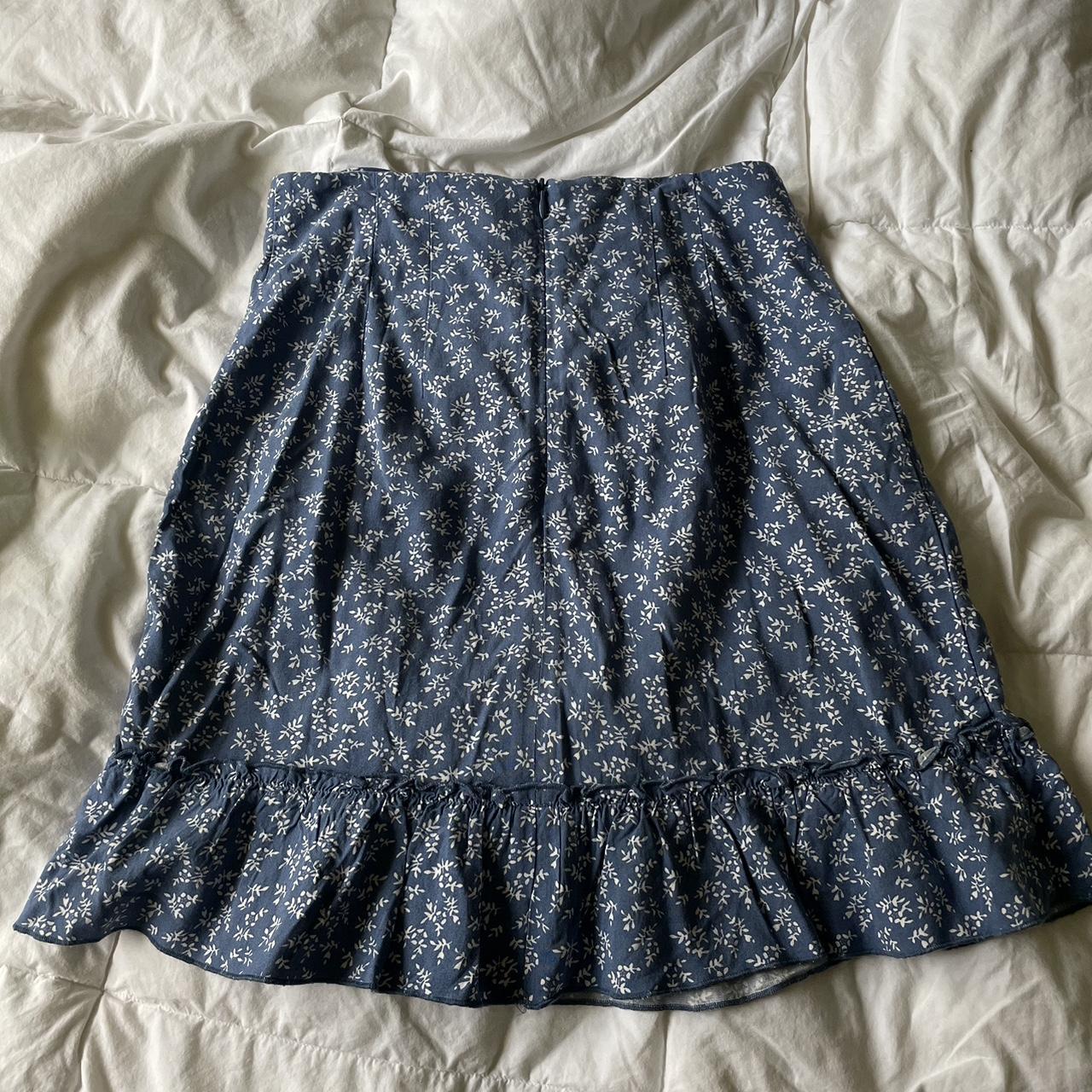 blue and white brandy melville skirt no longer... - Depop