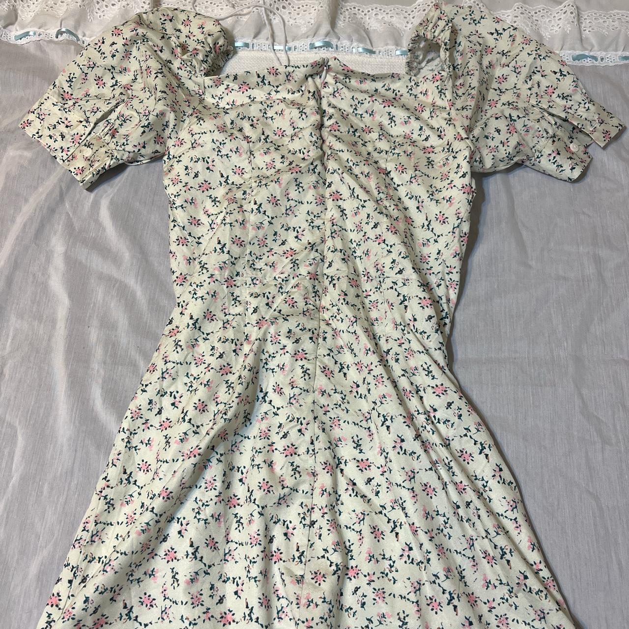 Coquette White Floral Doll Dress With Puff Sleeves 🤍... - Depop