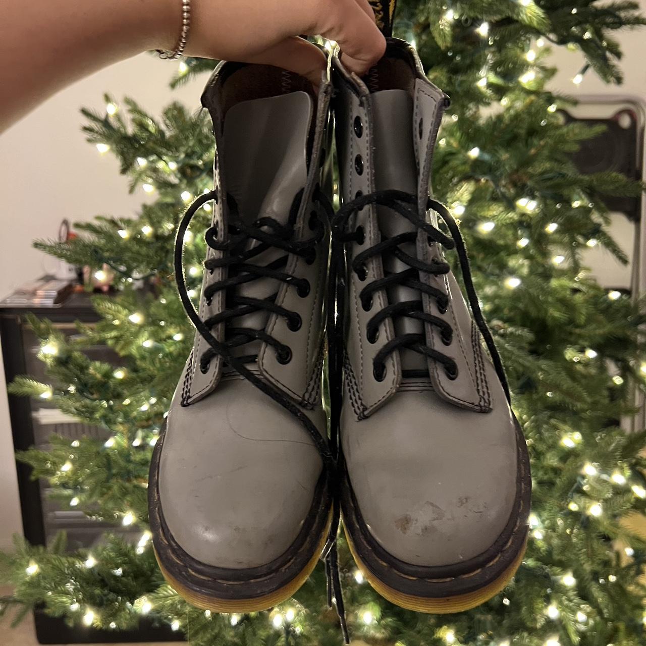 GRAY DOC MARTENS WITH MILLED LEATHER. BETTER QUALITY