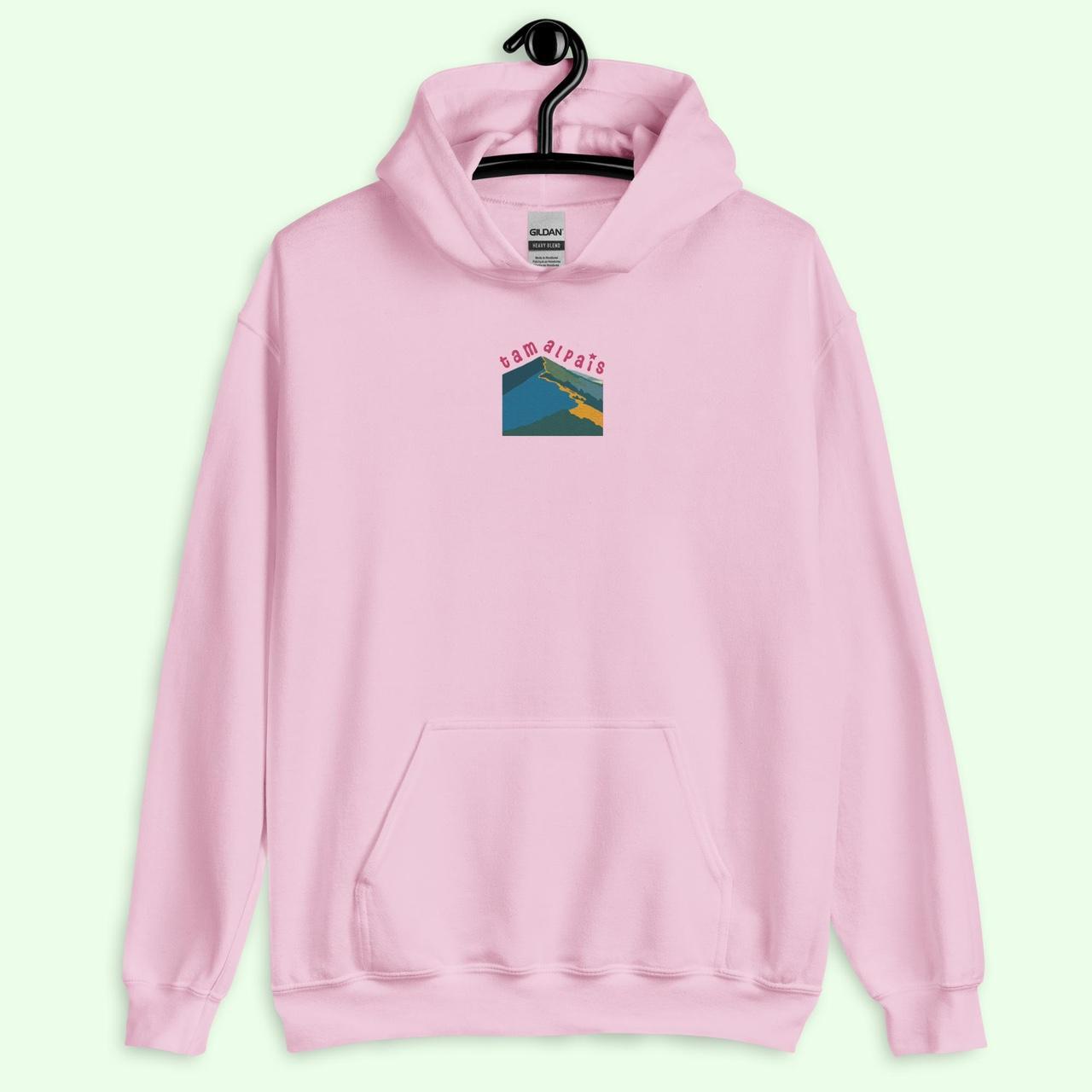 Gildan Women's Pink and Blue Hoodie Depop