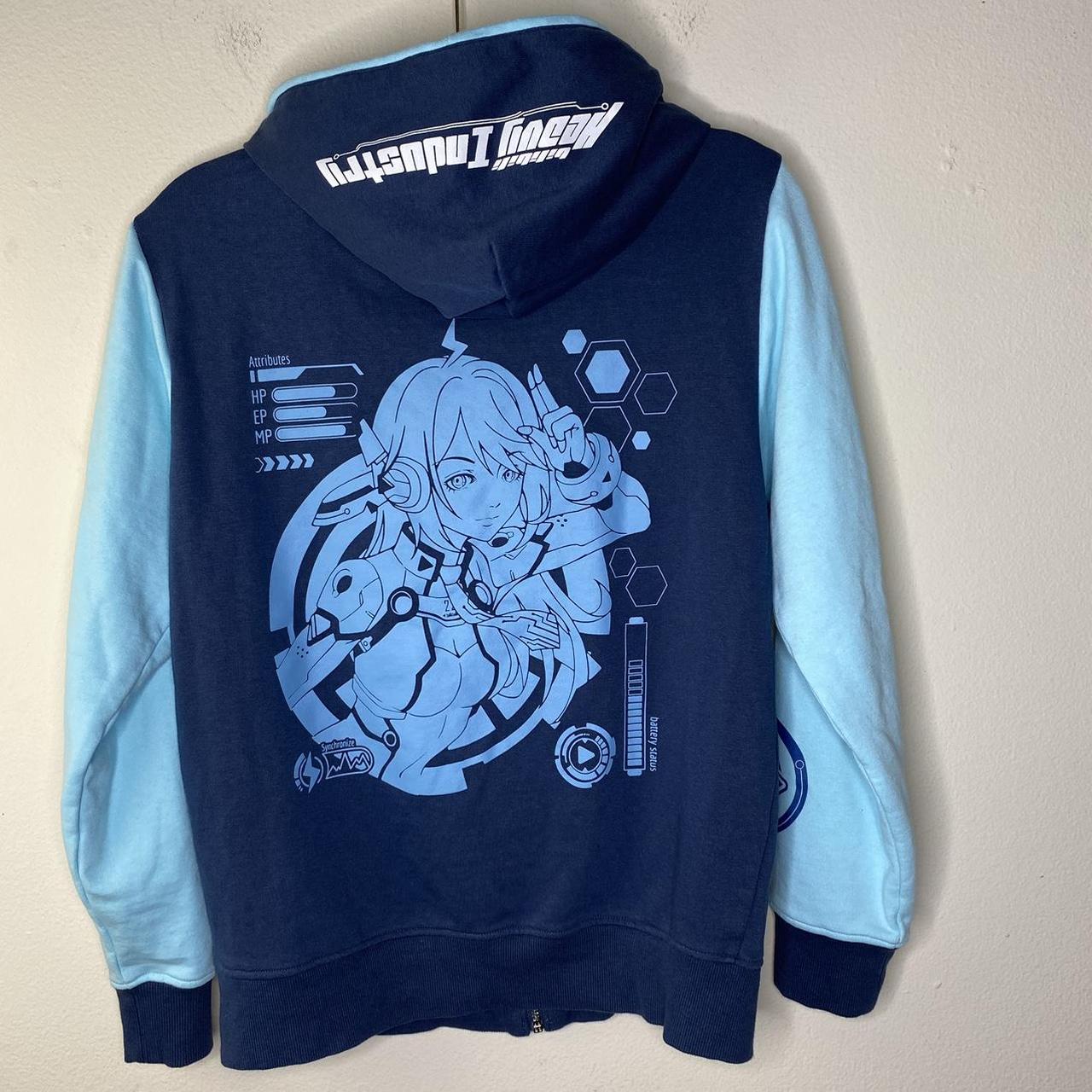 Bili Bili anime gamer graphic blue color block full - Depop