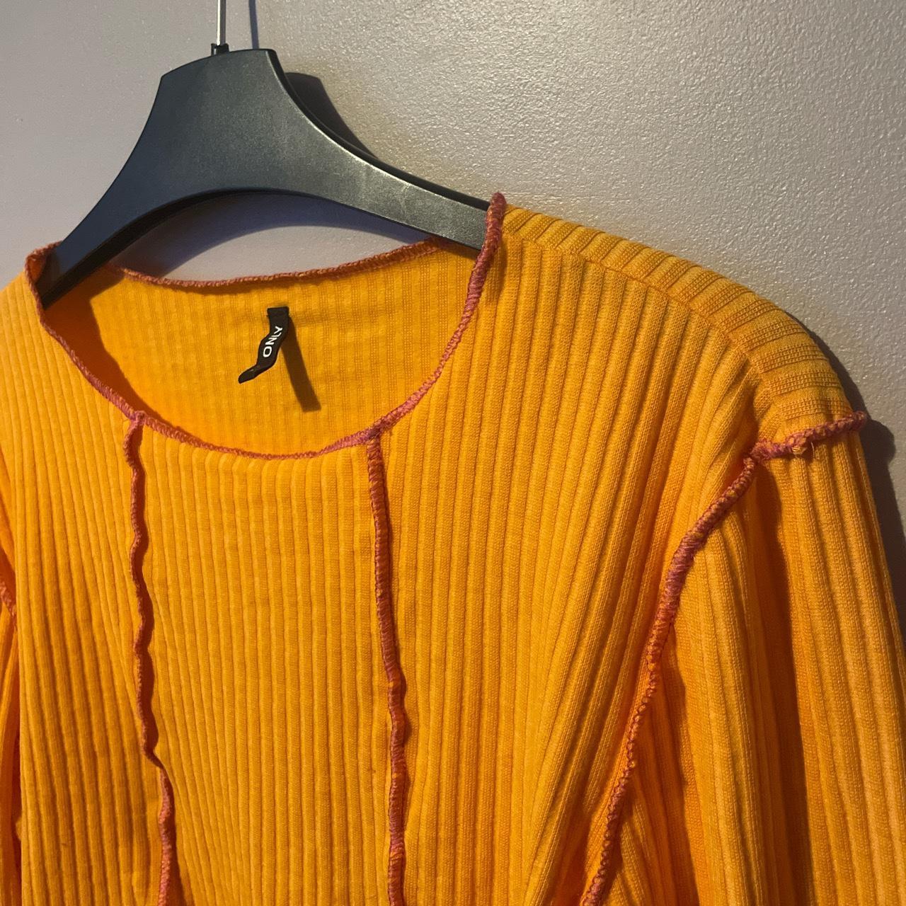 orange long sleeve top slim fit soft material - Depop