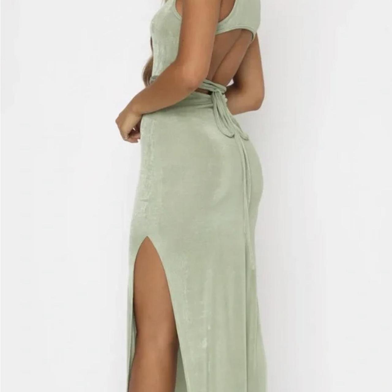 White Fox maxi dress 'Easy Does It' sage green | Depop