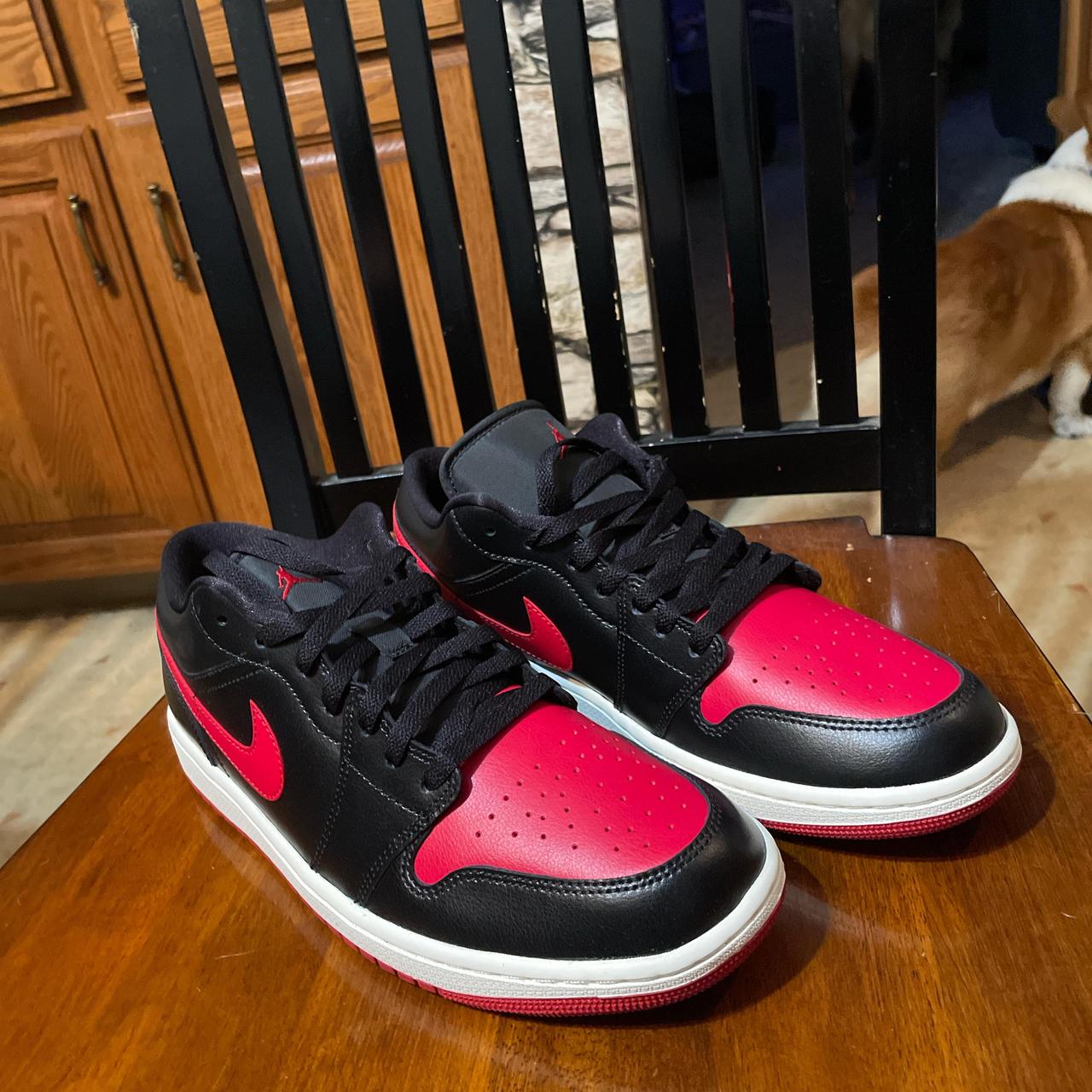 Red and black nike air jordans still in the og... - Depop