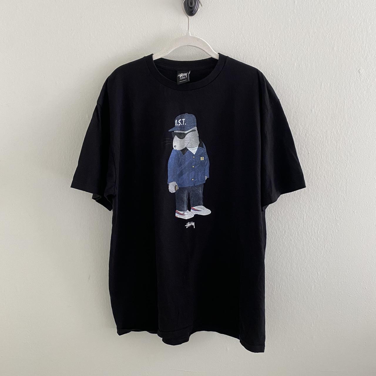 Stüssy Men's Black and Grey T-shirt | Depop