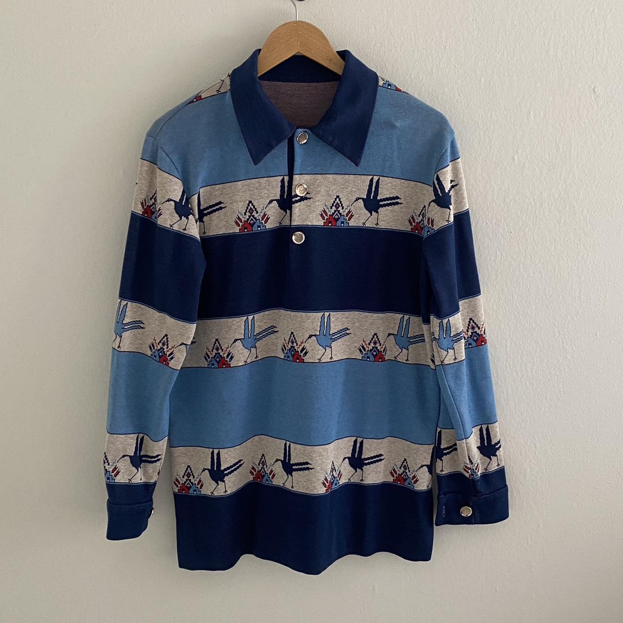 American Vintage Men's Blue and White Polo-shirts | Depop