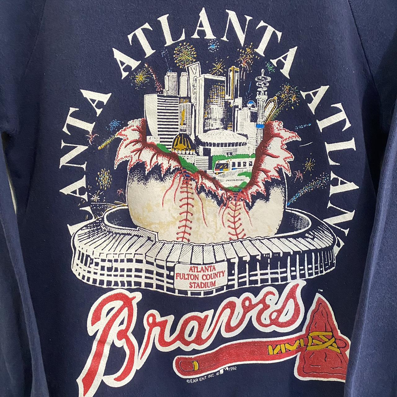 Vintage Atlanta Braves Sweatshirt Fruit Of The Loom - Depop