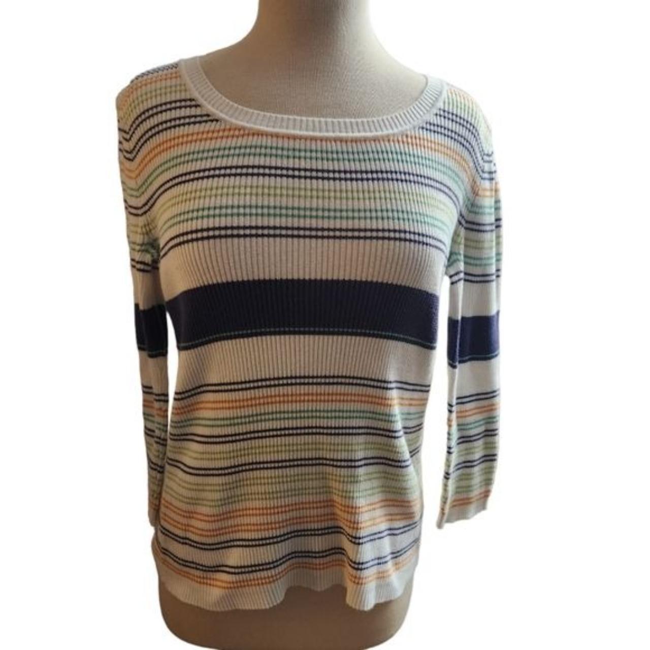 Vintage 90's Liz Wear Medium Striped Ribbed... - Depop