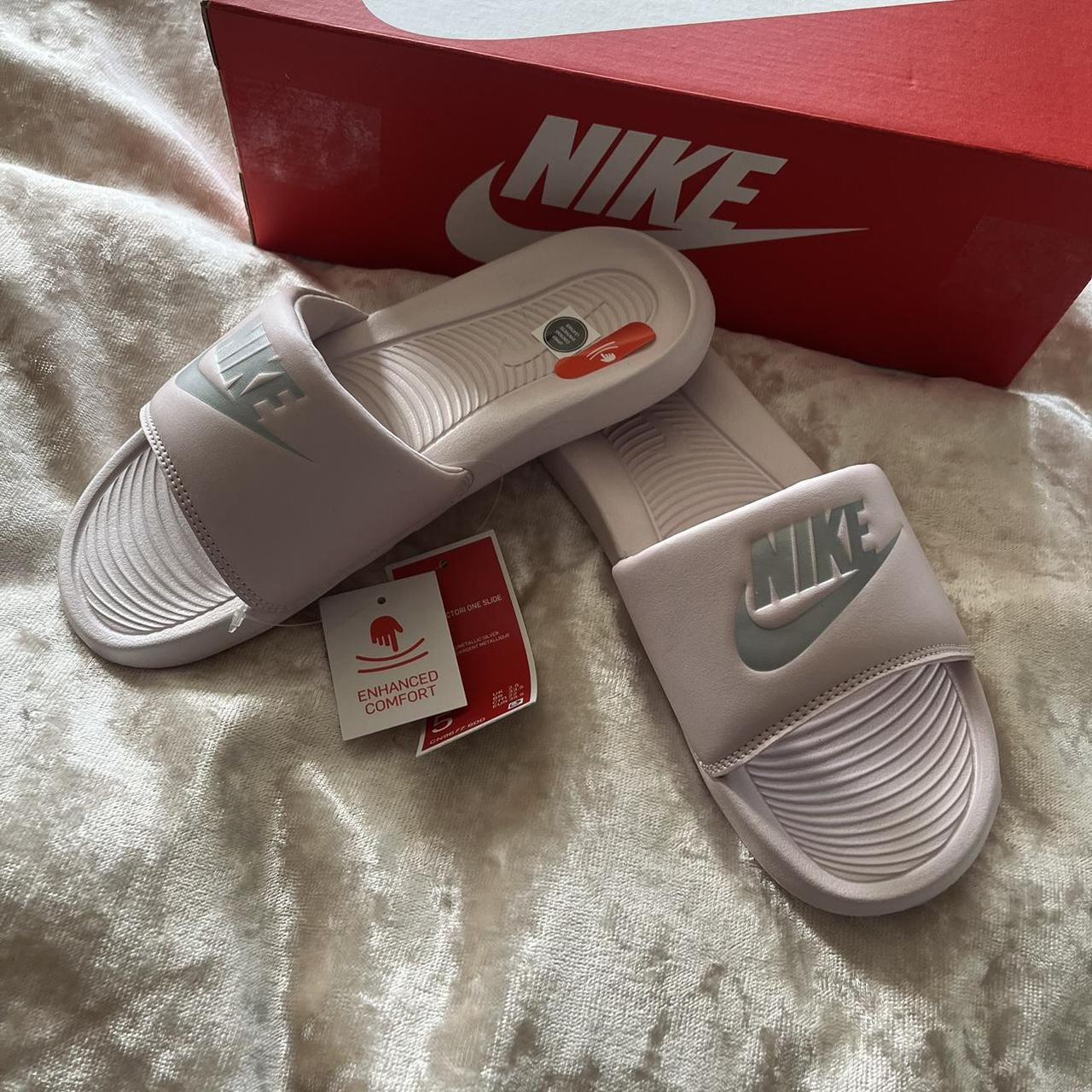 nike slides with roses