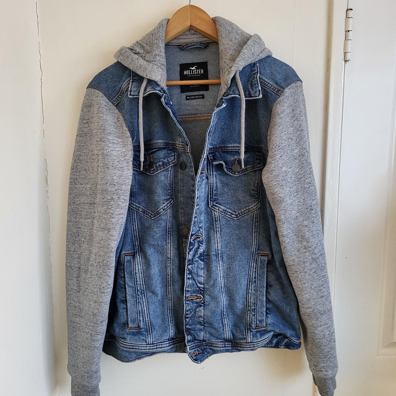 Hollister denim hoodie jacket on sale men's