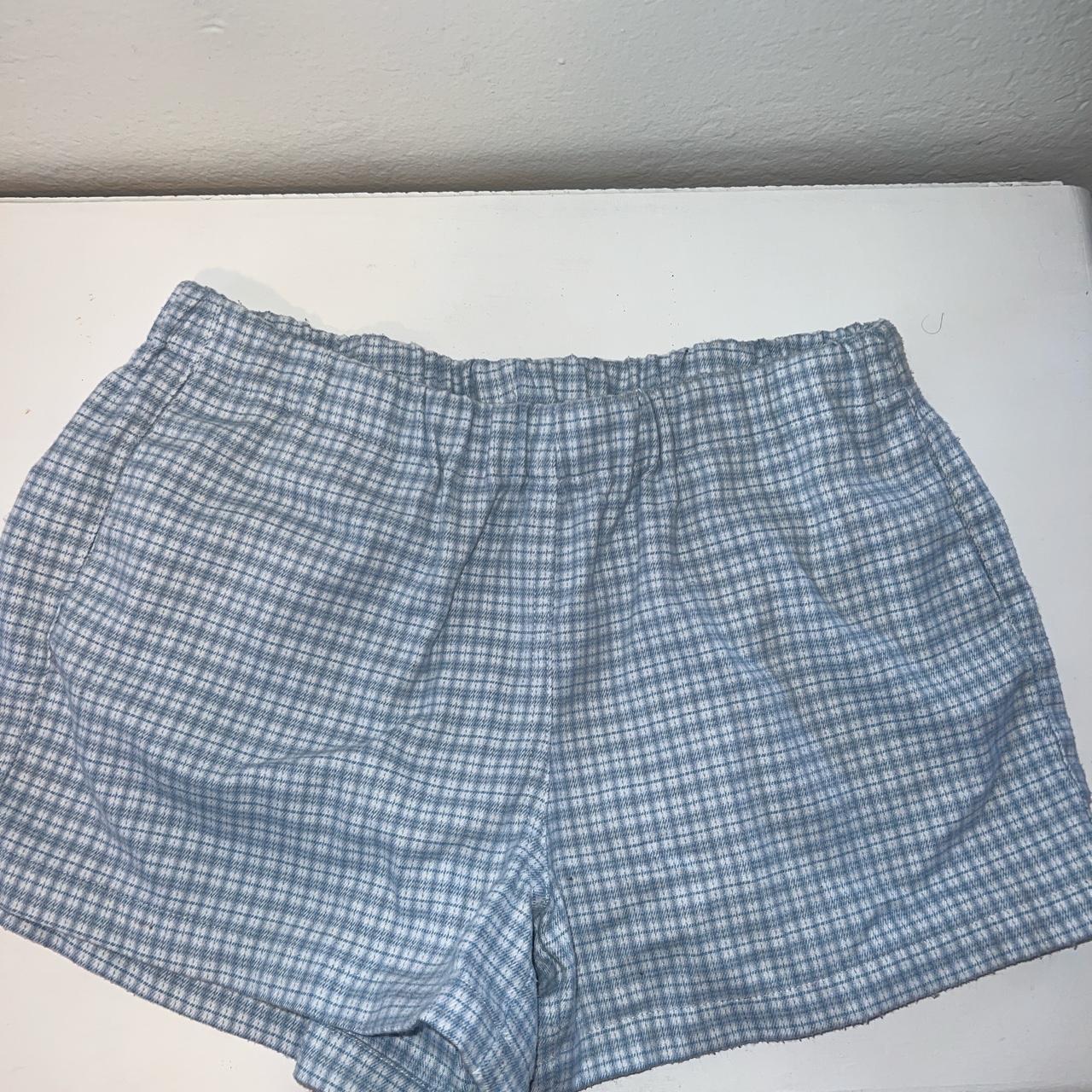 Brandy Melville Women's White and Blue Shorts | Depop