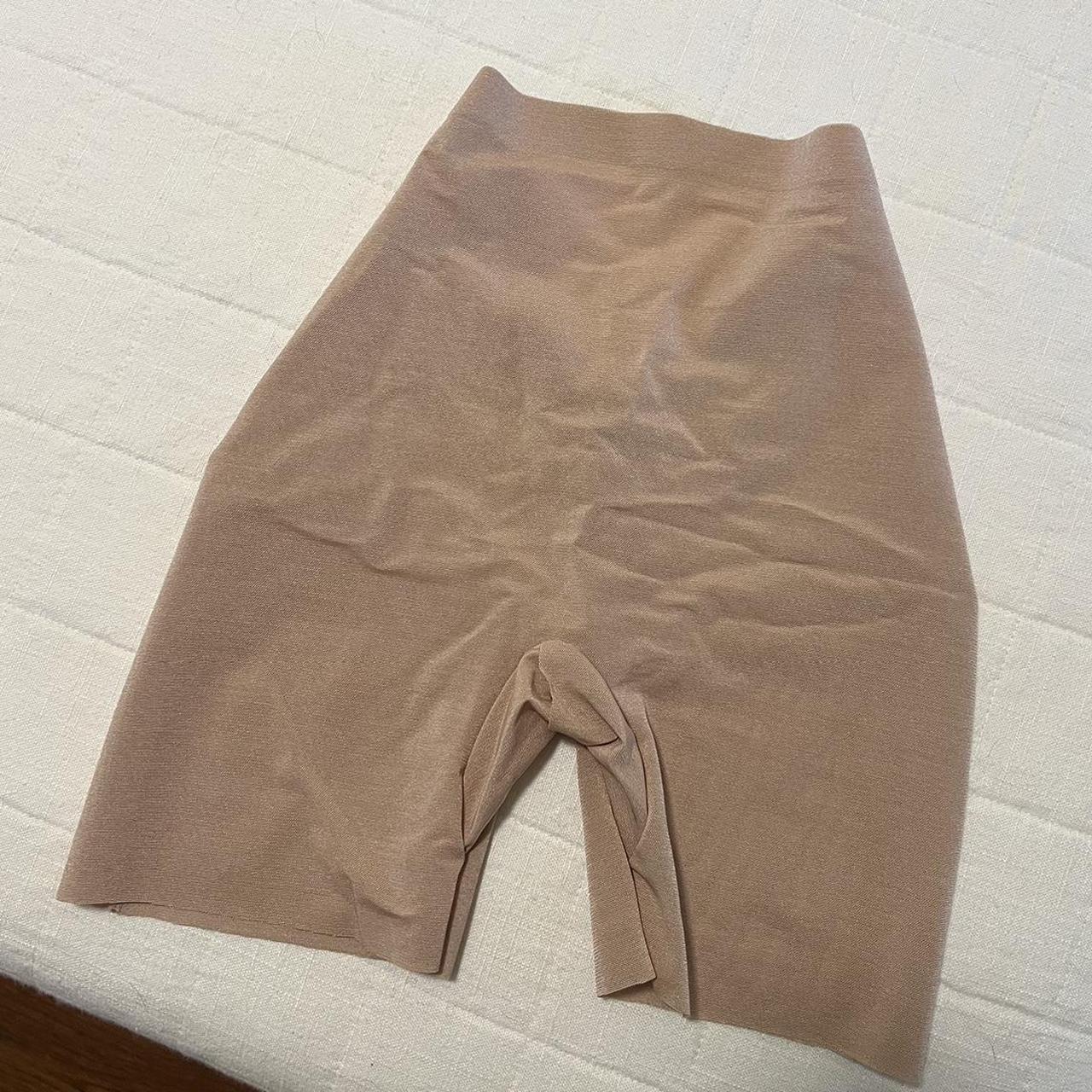 Skims sheer sculpt low back shorts in color “clay.” - Depop