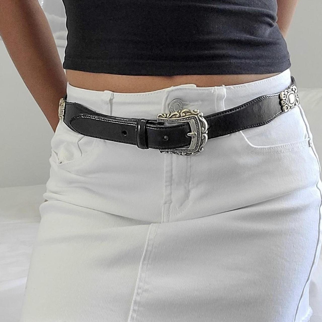 Vintage Boho Belt Black 90s genuine leather belt by... - Depop