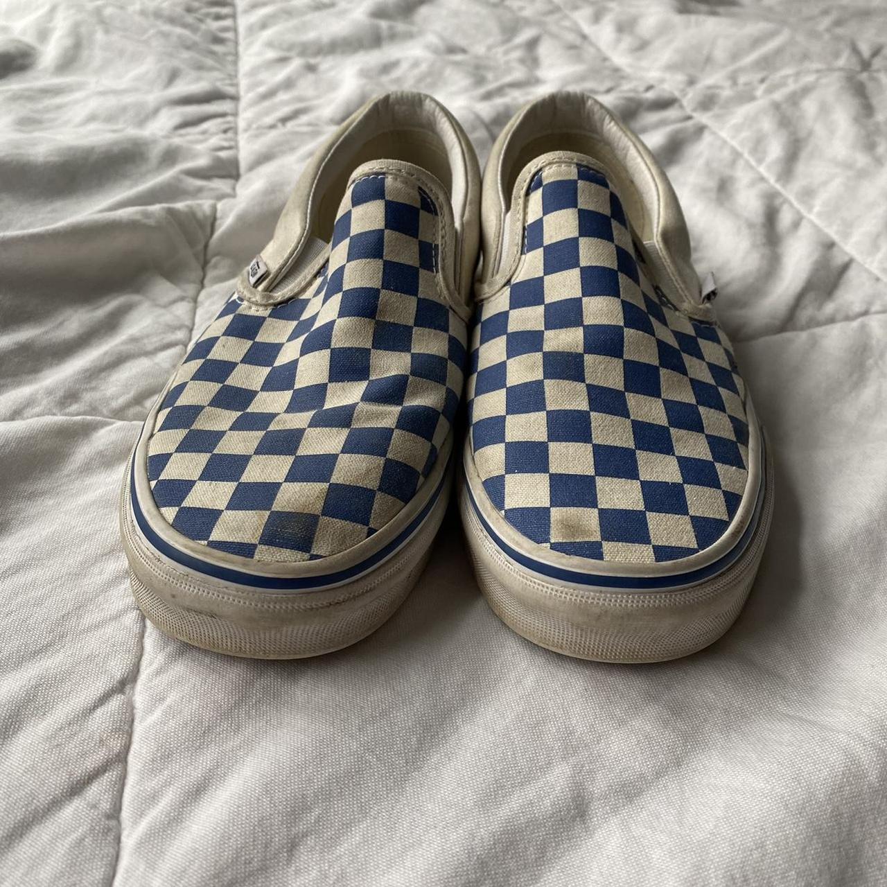 Men's blue shop checkered vans