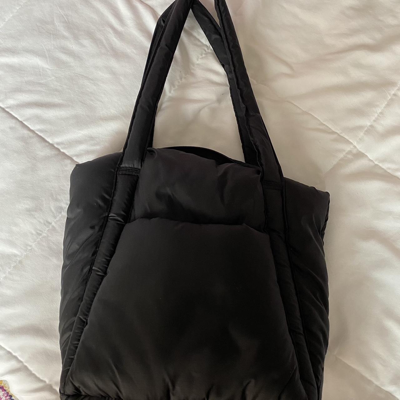 Baggu puffy solid black mini tote. Has outer pocket... - Depop