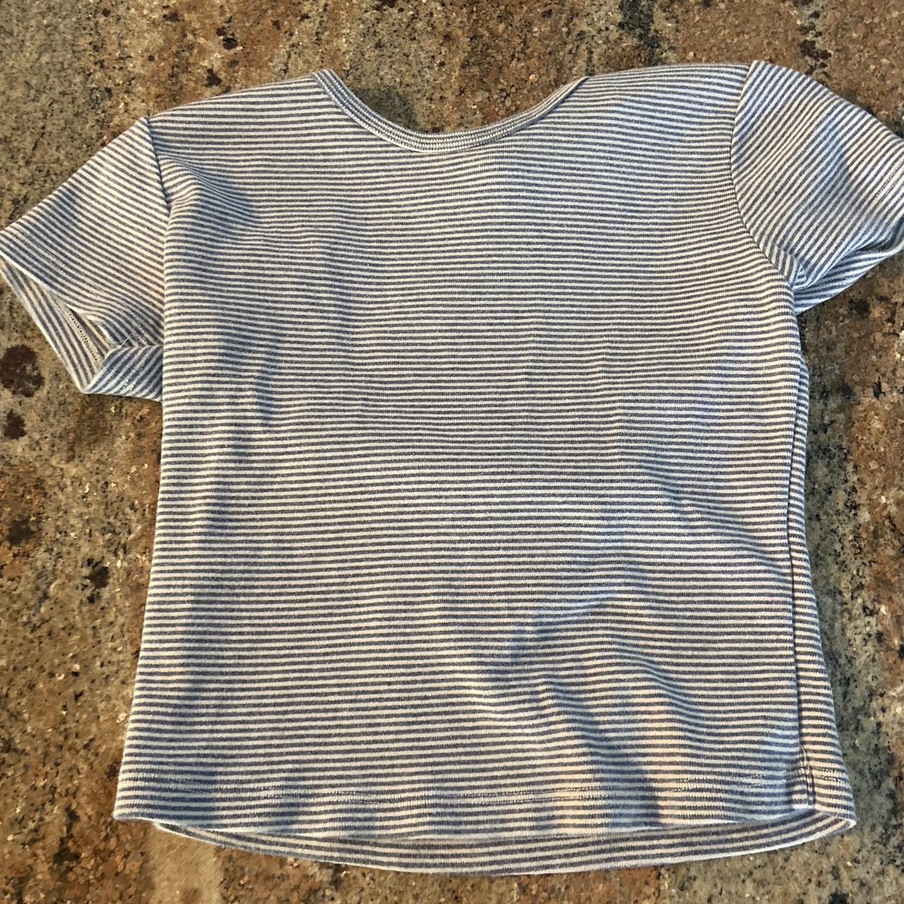 brandy melville striped shirt light blue and... - Depop