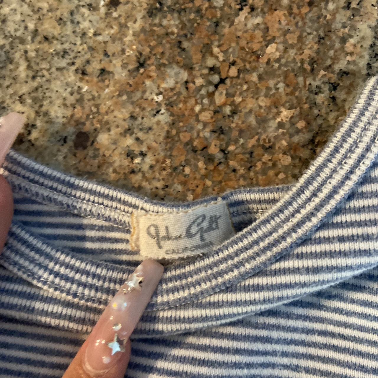 brandy melville striped shirt light blue and... - Depop