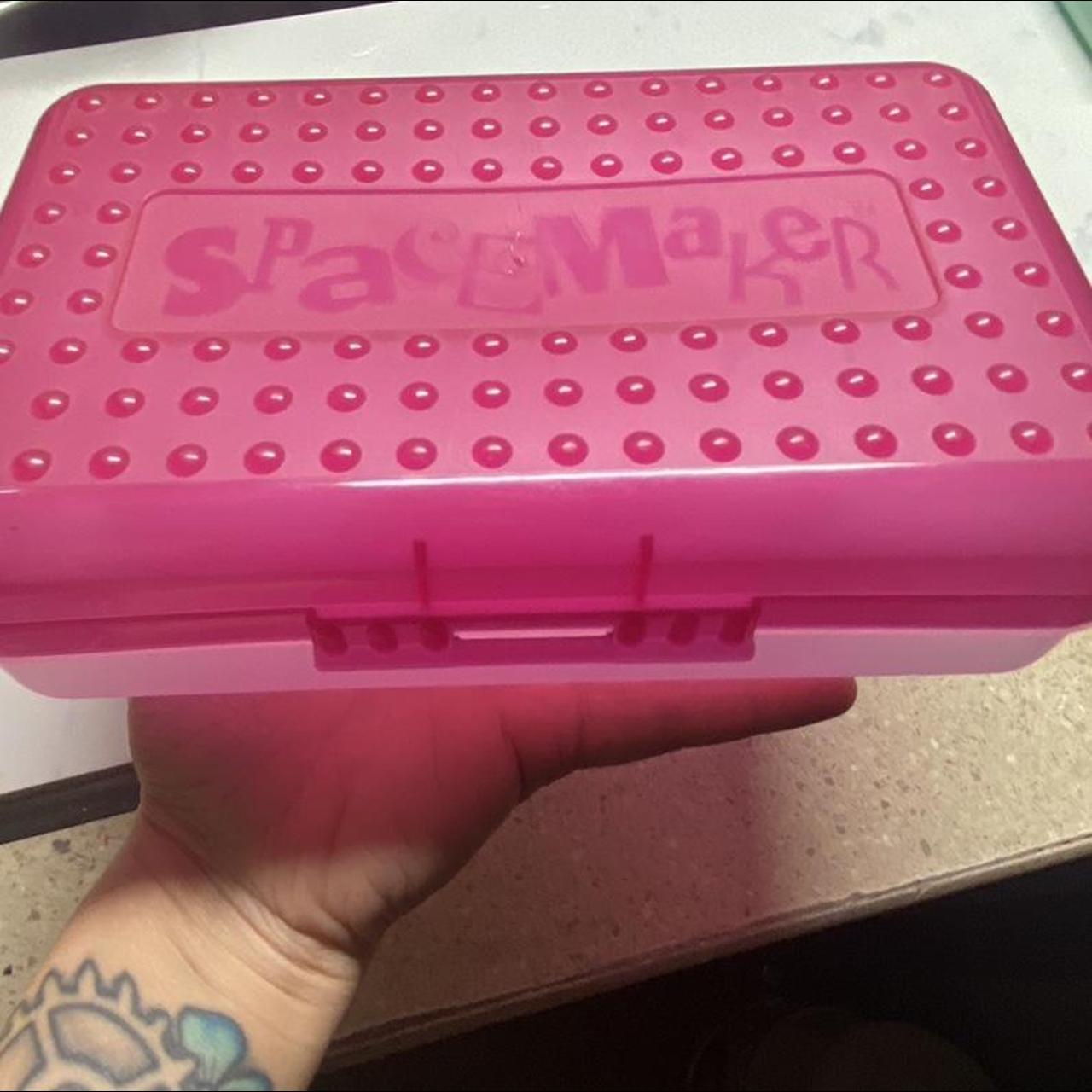 Vintage spacemaker pencil box in pink and clear.... - Depop