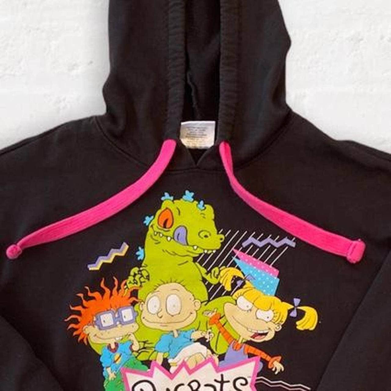 Nickelodeon Women's Black and Pink Hoodie | Depop