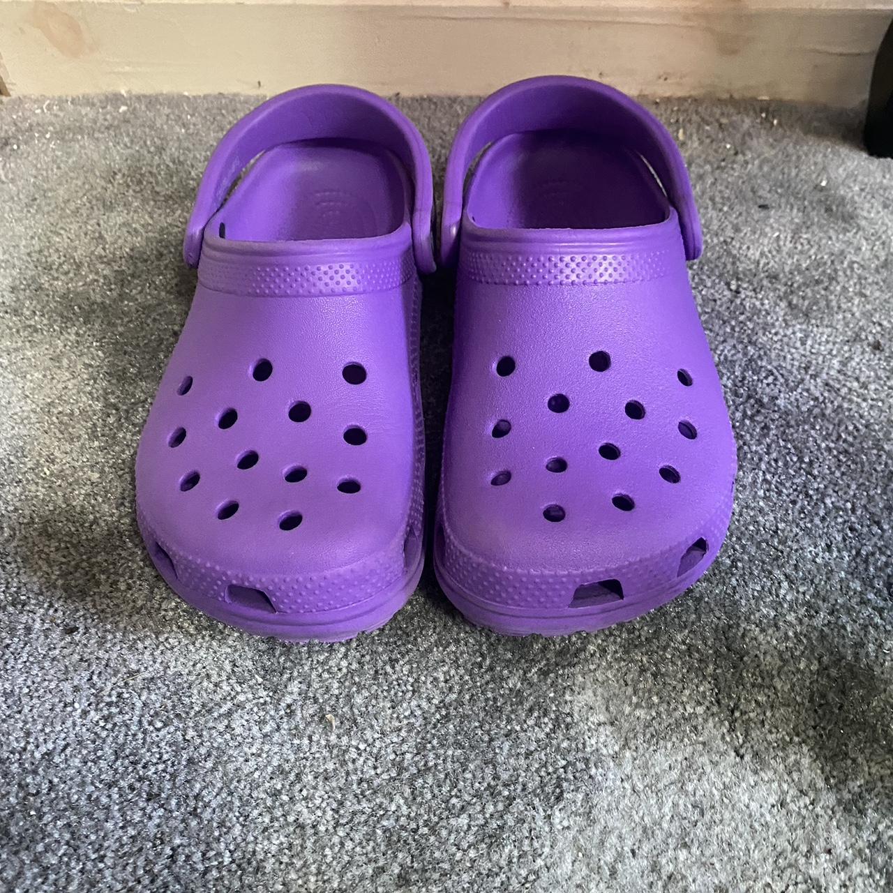 dark purple crocs size 7 W - Depop