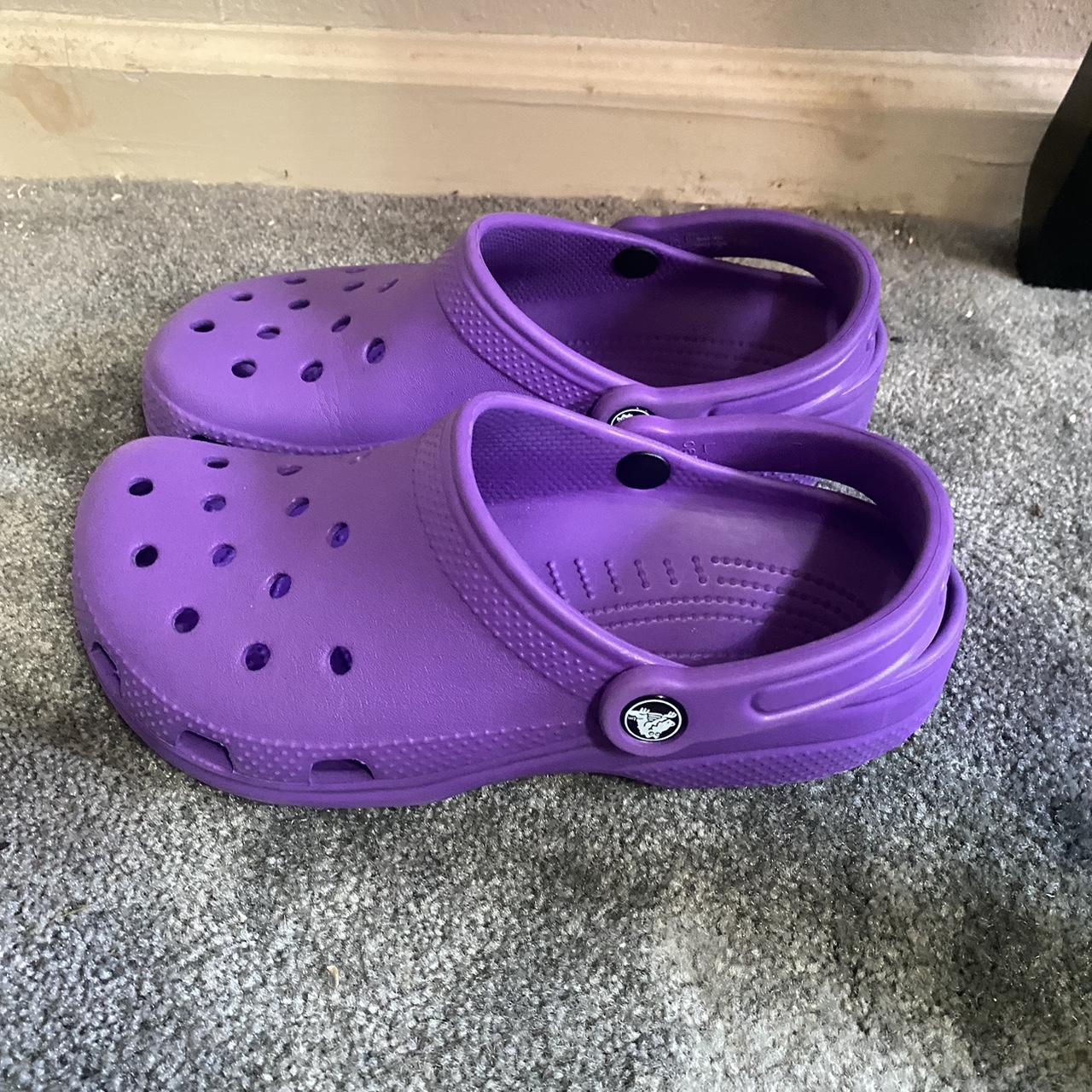 dark purple crocs size 7 W - Depop