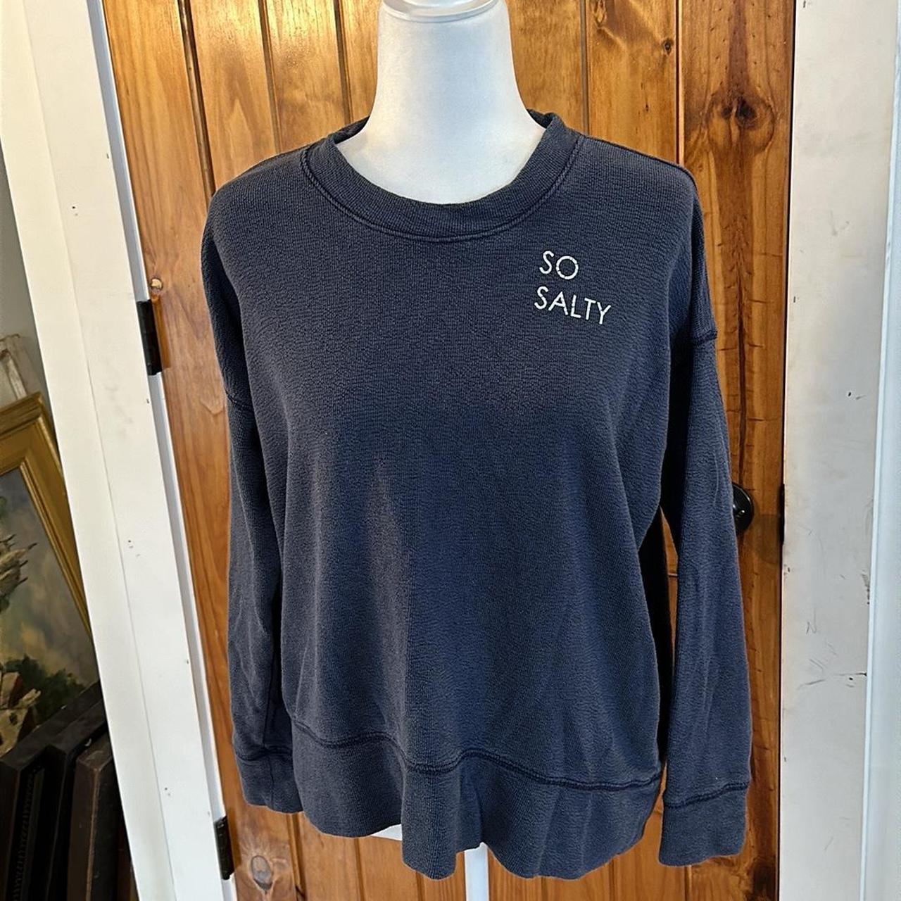 Navy blue terrycloth sweatshirt with So Salty Depop