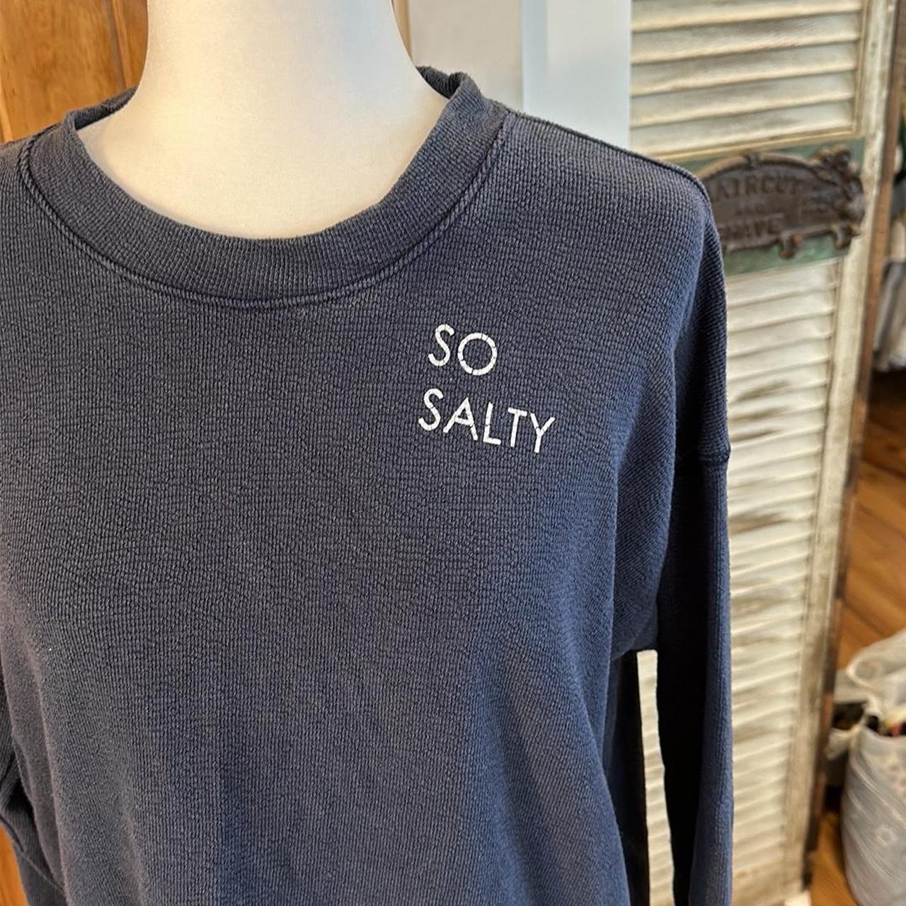 Navy blue terrycloth sweatshirt with So Salty Depop