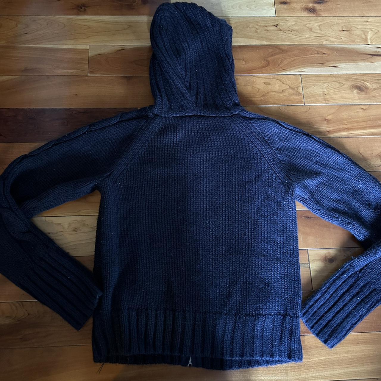 cute navy blue knit zip up sweater/cardigan - has a... - Depop